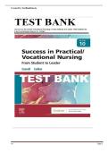 Test Bank for Success in Practical Vocational Nursing from Student to Leader&comma; 10th Edition by Lisa Carroll&comma; 9780323810173&comma; Covering Chapters 1-19 &vert;Complete Chapter Solutions with Rationales