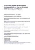 COT Exam Review-Ocular Motility Questions With All Correct Answers&vert; 2026 Update&vert; Latest Update