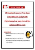 ATI Nutrition Proctored Final Exam  Comprehensive Study Guide  Perfect study to prepare for nutrition    quizzes and final exam