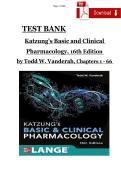 Test Bank For Katzung's Basic and Clinical Pharmacology&comma; 16th Edition By &lpar;Todd W&period; Vanderah&comma; 2025&rpar; Complete Chapters 1 - 66&comma; Updated Newest Version