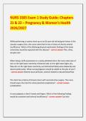 NURS 3305 Exam 1 Study Guide&colon; Chapters  21 & 22 &ndash; Pregnancy & Women&rsquo;s Health 2026&sol;2027   