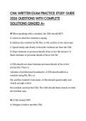 CNA WRITTEN EXAM PRACTICE STUDY GUIDE 2026 QUESTIONS WITH COMPLETE SOLUTIONS GRADED A&plus;