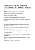 CNA WRITTEN EXAM TEST SCRIPT 2026 QUESTIONS WITH FULL ANSWERS GRADED A&plus;