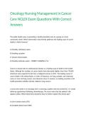 Oncology Nursing Management in Cancer Care NCLEX Exam Questions With Correct Answers