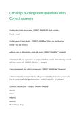 Oncology Nursing Exam Questions With Correct Answers