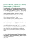 Cancer & Oncology Nursing NCLEX Practice Questions With Correct Answers 