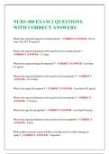 NURS 480 EXAM 2 QUESTIONS WITH CORRECT ANSWERS