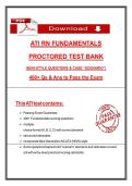 ATI RN FUNDAMENTALS   PROCTORED TEST BANK  &lpar;NGN-STYLE QUESTIONS & CASE &OpenCurlyDoubleQuote;SCENARIO&rdquo;&rpar;  400&plus; Qs & Ans to Pass the Exam 