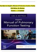 Test Bank for Ruppel&rsquo;s Manual of Pulmonary Function Testing  12th Edition&comma; By Mottram Chapter 1 - 13 Updated