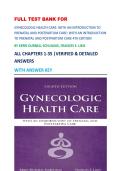 FULL TEST BANK FOR GYNECOLOGIC HEALTH CARE&colon; WITH AN INTRODUCTION TO PRENATAL AND POSTPARTUM CARE&colon; WITH AN INTRODUCTION TO PRENATAL AND POSTPARTUM CARE 4TH EDITION BY KERRI DURNELL SCHUILING&comma; FRANCES E&period; LIKIS ALL CHAPTERS 1-35 &vert;VERIFIED & DETAILED ANSWERS 