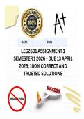 LEG2601 Assignment 1 Semester 1 2026 - DUE 13 April 2026&semi; 100&percnt; CORRECT AND TRUSTED SOLUTIONS