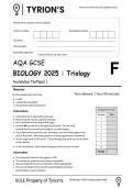AQA GCSE COMBINED SCIENCE&lowbar; TRIOLOGY BIOLOGY 1F 2025 PREDICTED QUESTION PAPER 2026 PRACTICE PAPER