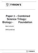 AQA GCSE COMBINED SCIENCE&lowbar; TRIOLOGY BIOLOGY 2F 2025 PREDICTED MARK SCHEME 