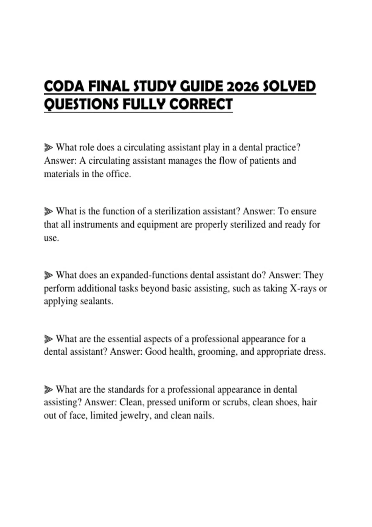 CODA FINAL STUDY GUIDE 2026 SOLVED QUESTIONS FULLY CORRECT - CODA ...
