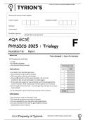 AQA GCSE COMBINED SCIENCE&lowbar; TRIOLOGY PHYSICS 1F 2025 PREDICTED QUESTION PAPER 2026 PRACTICE PAPER