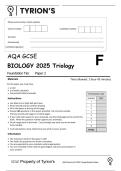 AQA GCSE COMBINED SCIENCE&lowbar; TRIOLOGY CHEMISTRY 2F 2025 PREDICTED QUESTION PAPER