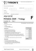 AQA GCSE COMBINED SCIENCE&lowbar; TRIOLOGY PHYSICS 2F 2025 PREDICTED QUESTION PAPER 2026 PRACTICE PAPER