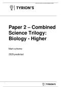 AQA GCSE COMBINED SCIENCE&lowbar; TRIOLOGY BIOLOGY 2H 2025 PREDICTED MARK SCHEME  2026 PRACTICE PAPER