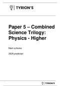 AQA GCSE COMBINED SCIENCE&lowbar; TRIOLOGY PHYSICS 1H 2025 PREDICTED MARK SCHEME 