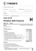 AQA GCSE COMBINED SCIENCE&lowbar; TRIOLOGY PHYSICS 1H 2025 PREDICTED QUESTION PAPER 