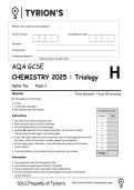 AQA GCSE COMBINED SCIENCE&lowbar; TRIOLOGY CHEMISTRY 2H 2025 PREDICTED QUESTION PAPER