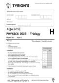 AQA GCSE COMBINED SCIENCE&lowbar; TRIOLOGY PHYSICS 2H 2025 PREDICTED QUESTION PAPER 2026 PRACTICE PAPER
