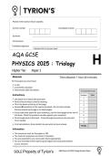 AQA GCSE COMBINED SCIENCE&lowbar; TRIOLOGY PHYSICS 2H 2025 PREDICTED QUESTION PAPER