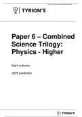 AQA GCSE COMBINED SCIENCE&lowbar; TRIOLOGY PHYSICS 2H 2025 PREDICTED MARK SCHEME  2026 PRACTICE PAPER