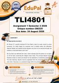 TLI4801 Assignment 1 &lpar;COMPLETE ANSWERS&rpar; Semester 2 2026 &lpar;366325&rpar; - DUE 24 August 2026