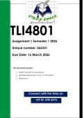 TLI4801 Assignment 1 &lpar;QUALITY ANSWERS&rpar; Semester 1 2026