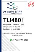 TLI4801 Assignment 2 &lpar;DETAILED ANSWERS&rpar; Semester 122026 - DISTINCTION GUARANTEED