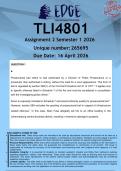 TLI4801 Assignment 2 &lpar;ANSWERS&rpar; Semester 2 2026 - DISTINCTION GUARANTEED