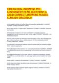 D080 GLOBAL BUSINESS PRE-ASSESSMENT EXAM QUESTIONS & VALID CORRECT ANSWERS PASSED ALREADY GRADED A&plus;