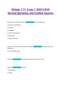 Biology 111&colon; Exam 1 2026 &vert; Well Revised Questions And Verified Answers