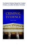 Test Bank & Solution Manual for Criminal Evidence &ndash; Robert M&period; Donley &vert; Verified Law Q&A & Solutions &vert; 2025&sol;2026 Edition