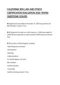 CALIFORNIA RDH LAW AND ETHICS CERTIFICATION EVALUATION 2026 TESTED QUESTIONS SOLVED