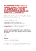 Maternity and Women&rsquo;s Health Nursing &ndash; Women&rsquo;s Health Exam &lpar;2026&ndash;2027&rpar; &vert; 150&plus; Verified Questions with A&plus; Solutions