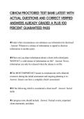 CBHCM PROCTORED TEST BANK LATEST WITH ACTUAL QUESTIONS AND CORRECT VERIFIED ANSWERS ALREADY GRADED A PLUS 100 PERCENT GUARANTEED PASS