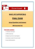 Basic Life Support &lpar;BLS&rpar; Final Exam 2026 &vert; Questions with 100&percnt; Correct Answers Complete &vert; Updated 2026 &sol; 2027 Verified by Experts