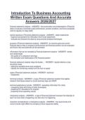 Introduction To Business Accounting  Written Exam Questions And Accurate  Answers 2026&sol;2027 