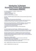 Introduction To Business  Accounting Practice Exam Questions  And Answers 2026&sol;2027 