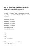 CDR RD FINAL PAPER 2026 QUESTIONS WITH COMPLETE SOLUTIONS GRADED A&plus;