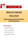 NRNP 6675 Walden Final Exam &vert; 2026 &vert; Questions with 100&percnt; Correct Answers Complete &vert; Updated 2026 &sol; 2027 Verified by Experts