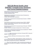NUR 256 Mental Health Latest  2026&sol;2027 Complete Exam Questions  And Correct Detailed Answers 