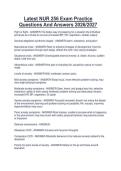 Latest NUR 256 Exam Practice  Questions And Answers 2026&sol;2027 