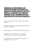 ESSENTIALS OF INVESTMENTS 12TH  EDITION ZVI BODIE ALEX KANE ALAN  MARCUS SOLUTIONS MANUAL WITH TEST  BANK ALL CHAPTERS 100&percnt; ORIGINAL  VERIFIED ACTUAL EXAMINATION 2026  QUESTIONS WITH SOLUTIONS GRADED A&plus; 