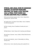 ETHICAL AND LEGAL ISSUES IN CANADIAN  NURSING 4TH EDITION MARGARET  KEATINGS TEST BANK LATEST EDITION  2023-24 FINAL STUDY GUIDE 2026  SOLVED QUESTIONS FULLY CORRECT