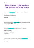 Biology I Exam &num;1 2026&vert; Brand New Exam Questions And Verified Answers