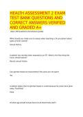 HEALTH ASSESSMENT 2 EXAM TEST BANK QUESTIONS AND CORRECT ANSWERS VERIFIED AND GRADED A&plus;  &lpar;Over 250 questions and answers guide&rpar;