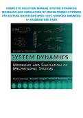 COMPLETE SOLUTION MANUAL SYSTEM DYNAMICS&colon; MODELING AND SIMULATION OF MECHATRONIC SYSTEMS 4TH EDITION QUESTIONS WITH 100&percnt; VERIFIED ANSWERS- A&plus; GUARANTEED PASS